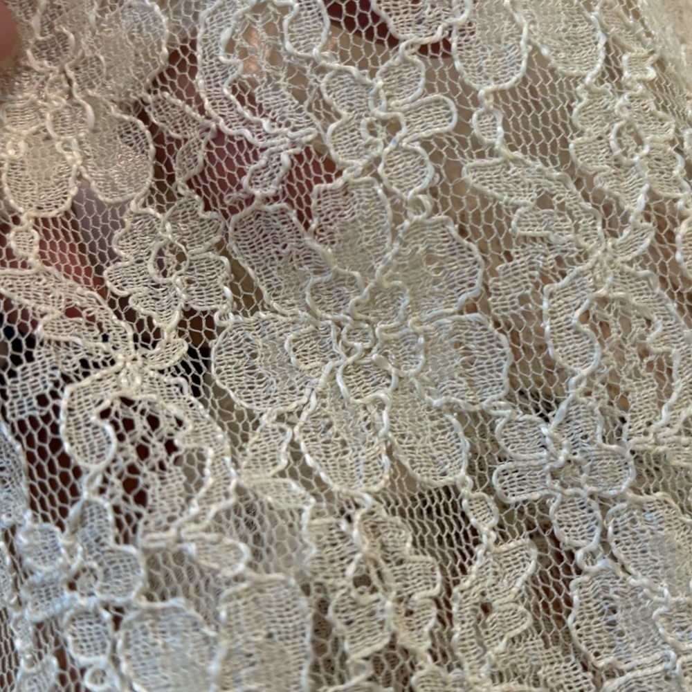 80s FLORAL LACE TUNIC DRESS COQUETTE GIRL EMPIRE BODICE W PLEATED SKIRT 10 - Picture 8 of 11